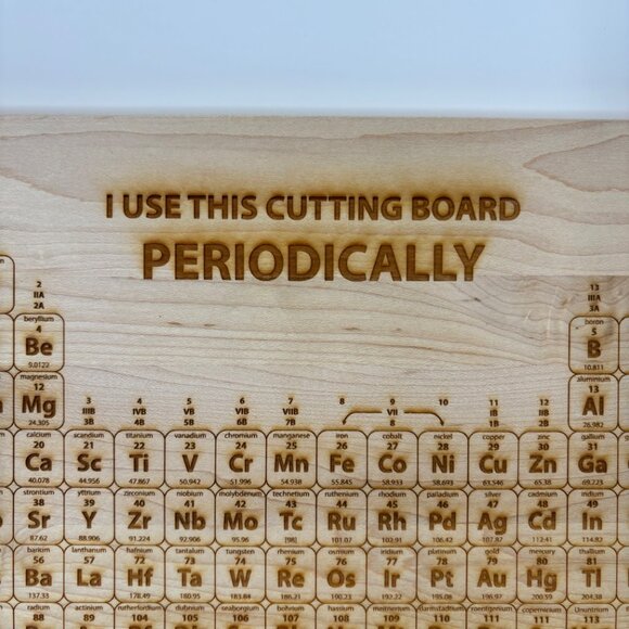 Wood Cutting Board Engraved Periodic Table STEM Teacher Scientist Chemist - Picture 3 of 7